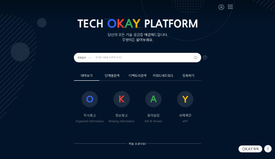 현대제철 기술지식 공유플랫폼 TECH OKAY플랫폼 메인화면. <현대제철 제공>